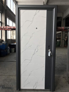 Single Metal Security Door with a White marble Finish 