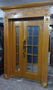 Set of Interior Wooden Door with Glass Panels
