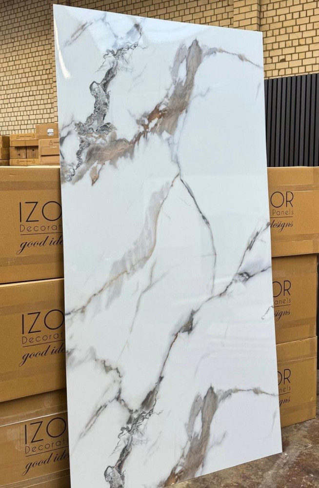 Large format PVC or SPC marble-effect wall tiles