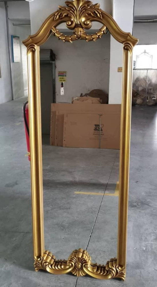 Gold-finished Vintage-style full-length standing or wall mirror 