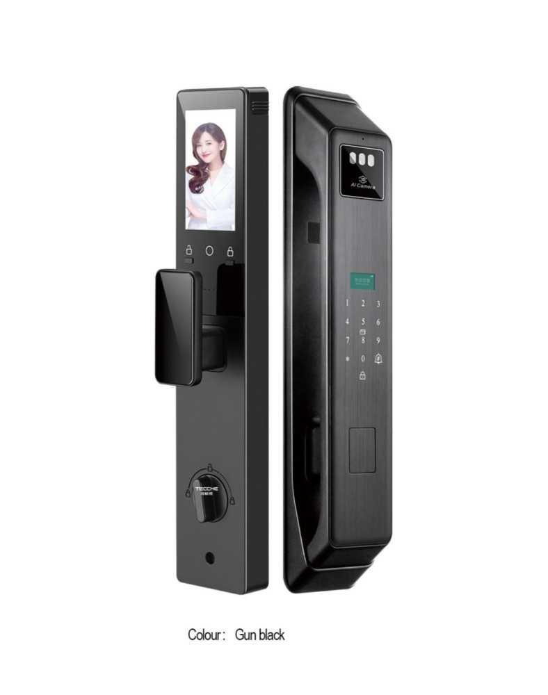 Gun Black Smart Door Lock with ficial recognition