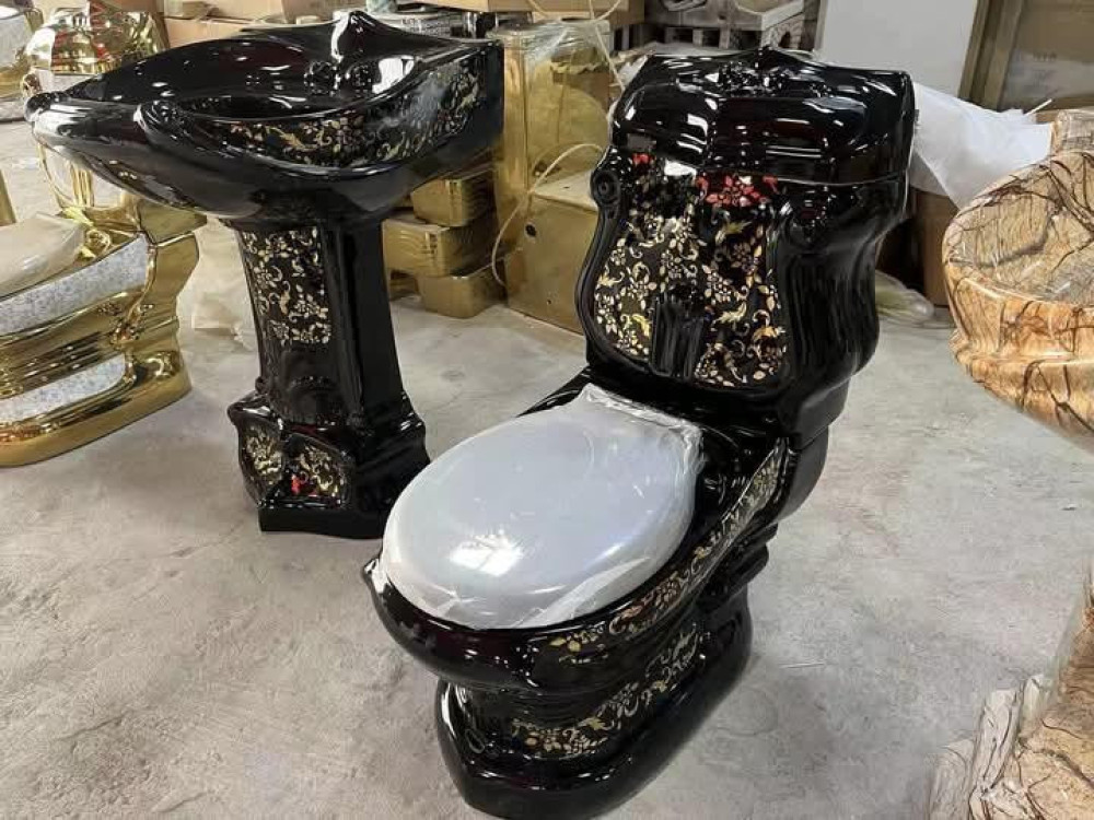 Black and gold luxury toilet and sink set