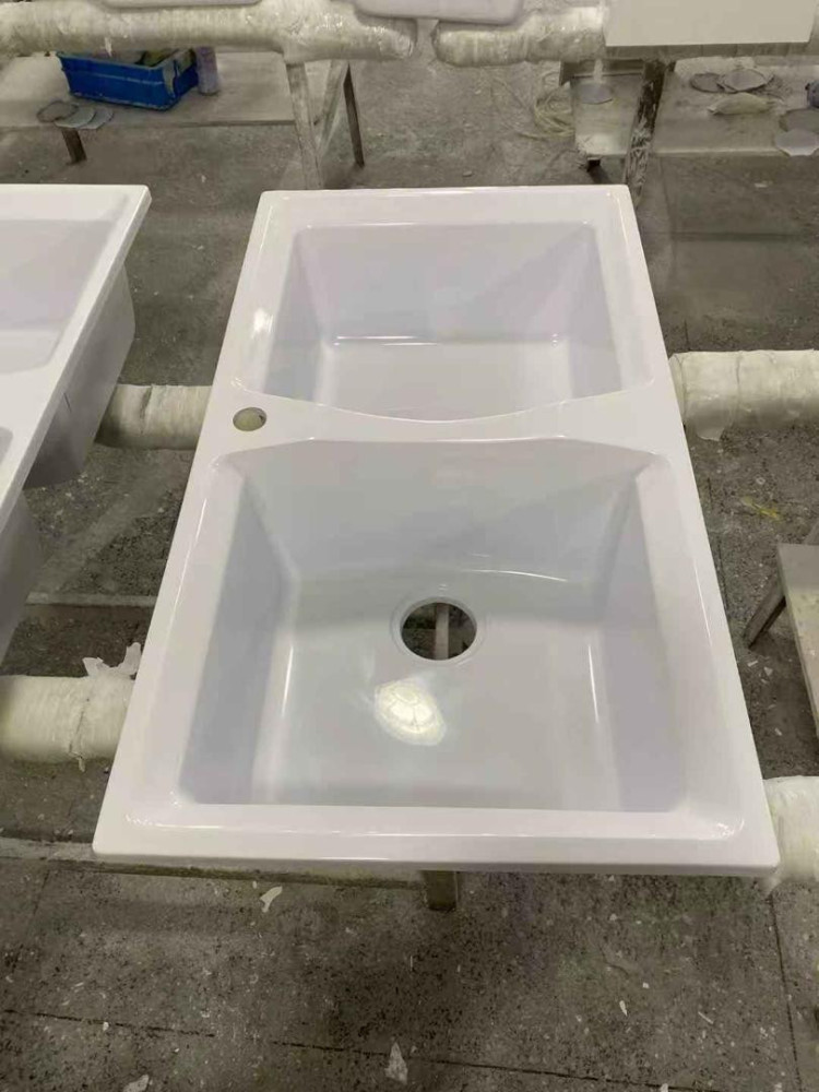 White Double-bowl acrylic Kitchen Sink