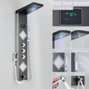 Black Brushed Shower Panel Tower System