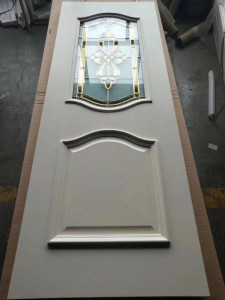 White PVC door Panel with decorative glass insert
