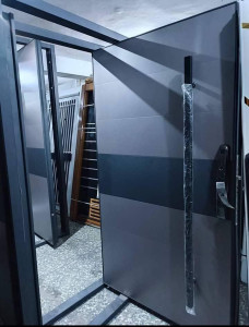 Modern Pivot door with sleek design and integrated smart lock system