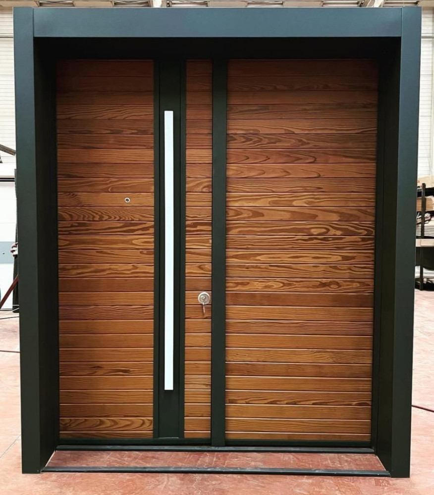 Modern Steel and thermally modified wood Security Door 