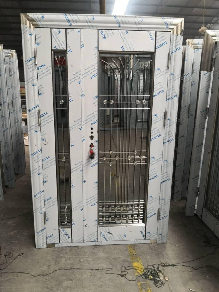 Carved Wooden Glass Entrance Door