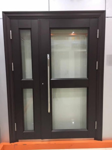 Double Glass Wooden Entrance Door