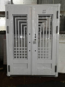 Modern Minimalist Glass-Wood Door