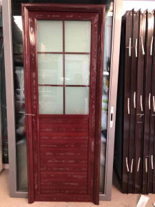 Louvered Glass Wooden Entrance Door