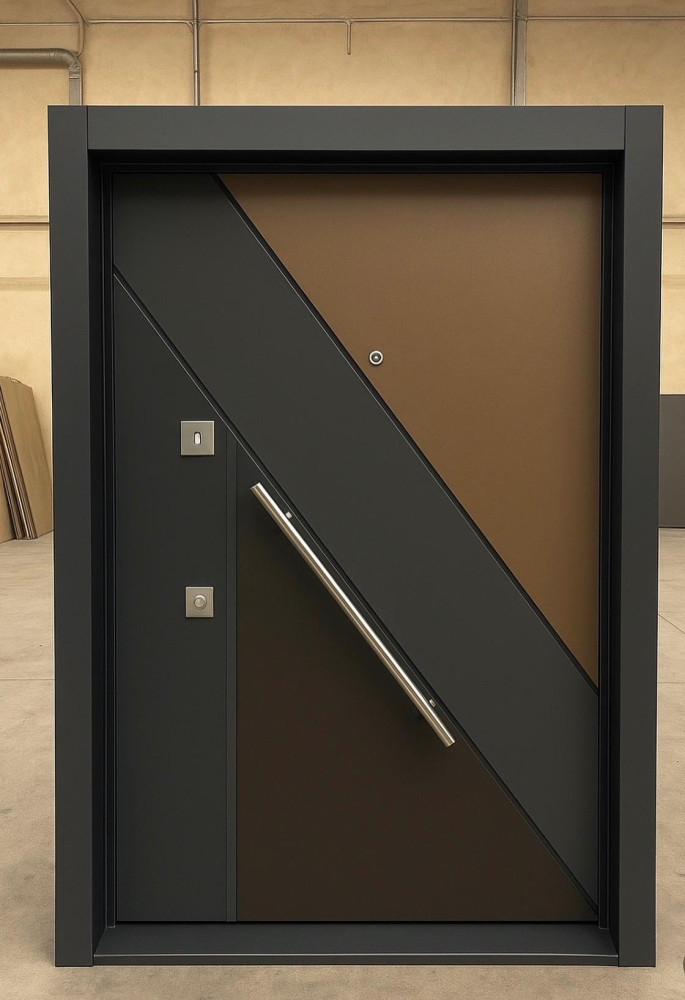 Modern Steel Security Door with a dual-tone finish