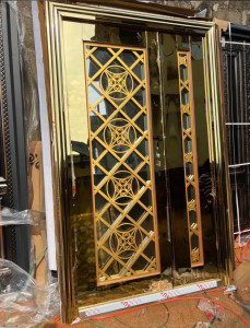 Gold Stainless steel and glass entrnace door
